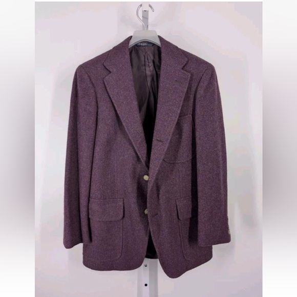 Polo Ralph Lauren Bergdorf Vintage Purple Tweed USA Unionmade Label Jacket 37" - Picture 3 of 12